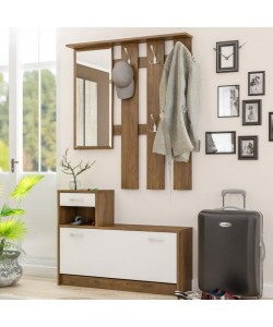 Έπιπλο εισόδου Jamie pakoworld καρυδί-λευκό 100x27,5x187εκ