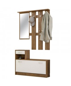 Έπιπλο εισόδου Jamie pakoworld καρυδί-λευκό 100x27,5x187εκ