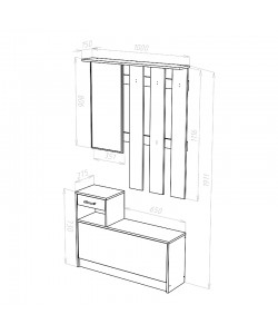 Έπιπλο εισόδου Jamie pakoworld καρυδί-λευκό 100x27,5x187εκ