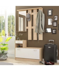 Έπιπλο εισόδου Jamie pakoworld φυσικό-λευκό 100x27.5x187εκ