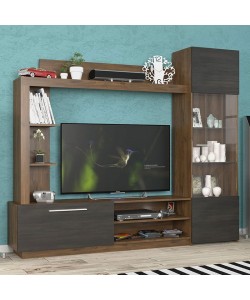 Σύνθετο σαλονιού June pakoworld καρυδί-wenge 204x35x177εκ