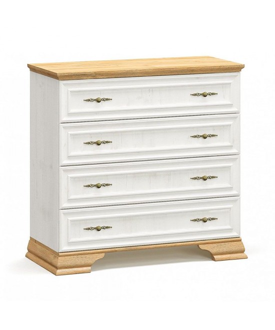 Συρταριέρα Jaden pakoworld 4ων συρταριών golden oak-λευκό antique 93,5x39x88,5εκ