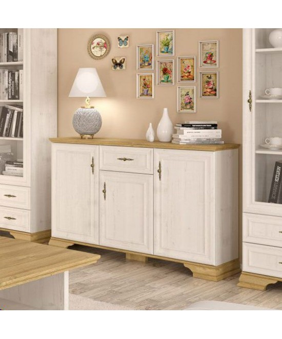 Μπουφές Jaden pakoworld golden oak-λευκό antique 137,5x39x88,5εκ