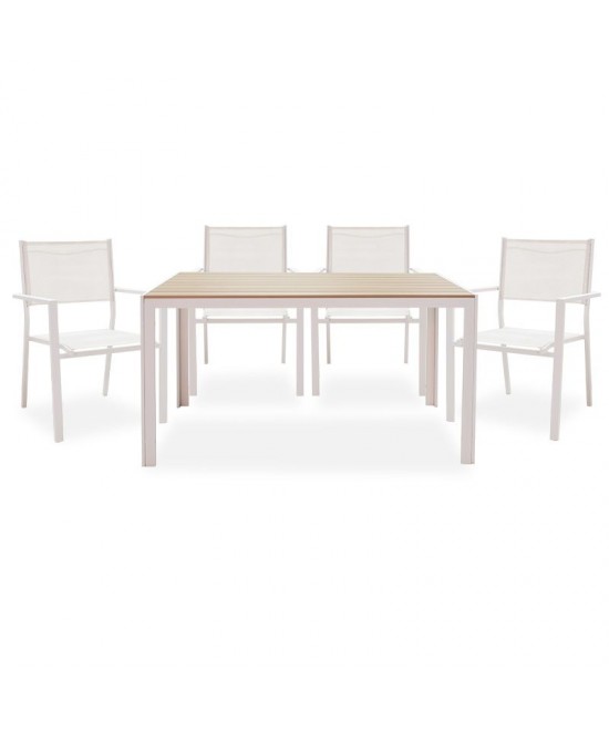 Τραπεζαρία Nares-Moly σετ 5τεμ pakoworld αλουμίνιο-textilene λευκό plywood φυσικό Τραπεζαρία Nares-Moly σετ 5τεμ pakoworld αλουμίνιο-textilene λευκό plywood φυσικό