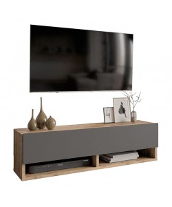 Έπιπλο τηλεόρασης επιτοίχιο Roscoe pakoworld ανθρακί-oak 100x31,5x29εκ