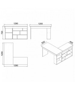 Γραφείο γωνιακό Rosaline pakoworld ανθρακί-oak 120x129x72εκ