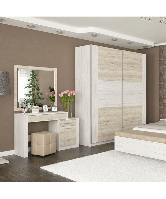 Τουαλέτα-καθρέπτης Neruda pakoworld λευκό antique-oak 114,5x39,5x76εκ