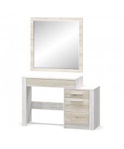 Τουαλέτα-καθρέπτης Neruda pakoworld λευκό antique-oak 114,5x39,5x76εκ