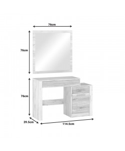 Τουαλέτα-καθρέπτης Neruda pakoworld λευκό antique-oak 114,5x39,5x76εκ