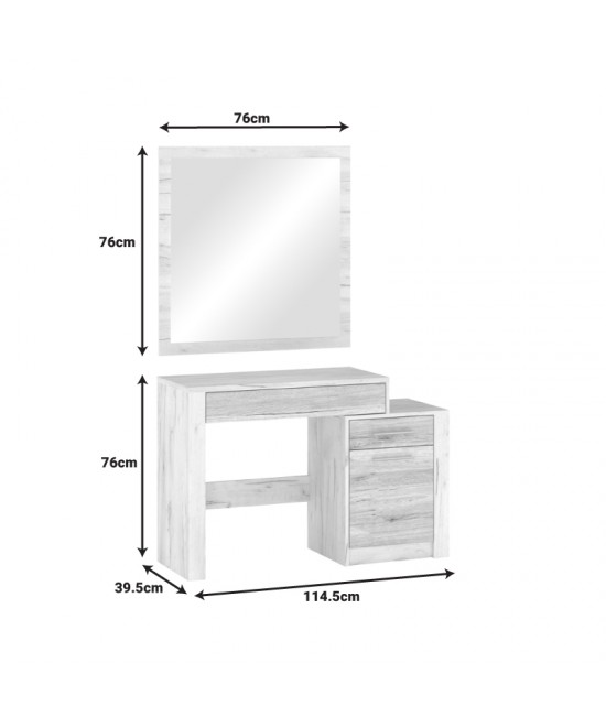 Τουαλέτα-καθρέπτης Neruda pakoworld λευκό antique-oak 114,5x39,5x76εκ