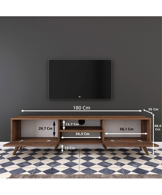 Έπιπλο τηλεόρασης Sabian pakoworld καρυδί 180x35x48,5εκ
