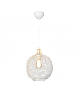 Φωτιστικό οροφής μονόφωτο PWL-0977 pakoworld Ε27 λευκό-χρυσό Φ26x33εκ