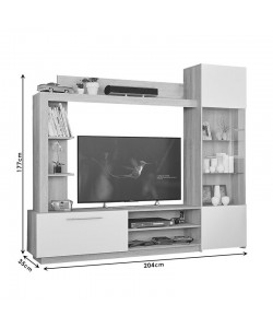 Σύνθετο σαλονιού June pakoworld sonoma-λευκό 204x35x177εκ