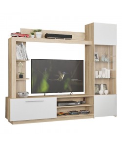 Σύνθετο σαλονιού June pakoworld sonoma-λευκό 204x35x177εκ