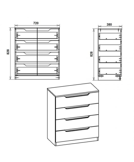 Συρταριέρα Azenor pakoworld 4ων συρταριών καρυδί 72x38x83εκ