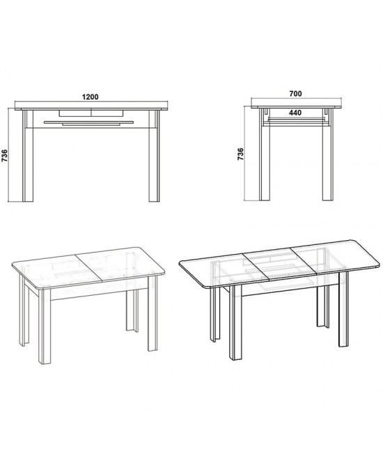 Τραπέζι Quiin pakoworld επεκτεινόμενο sonoma 120-174x70x73.5εκ