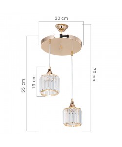 Φωτιστικό οροφής δίφωτο PWL-1025 pakoworld Ε27 χρυσό-γυαλί Φ30x70εκ