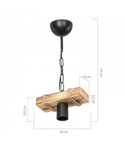 Φωτιστικό οροφής μονόφωτο PWL-1027 pakoworld Ε27 φυσικό-μαύρο 20x10x43εκ