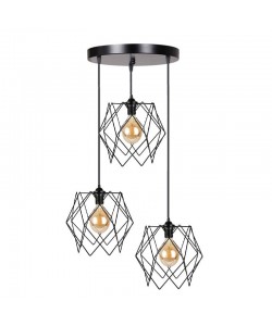 Φωτιστικό οροφής τρίφωτο Zocie pakoworld Ε27 μαύρο Φ30x85εκ