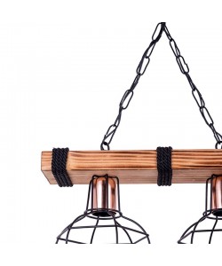 Φωτιστικό οροφής δίφωτο PWL-1033 pakoworld Ε27 καρυδί-μαύρο 40x15x60εκ