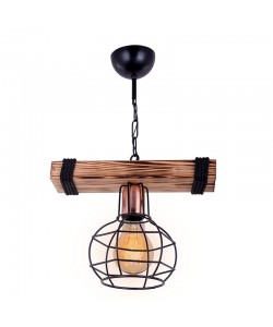 Φωτιστικό οροφής μονόφωτο PWL-1033 pakoworld Ε27 καρυδί-μαύρο 28.5x15x50εκ