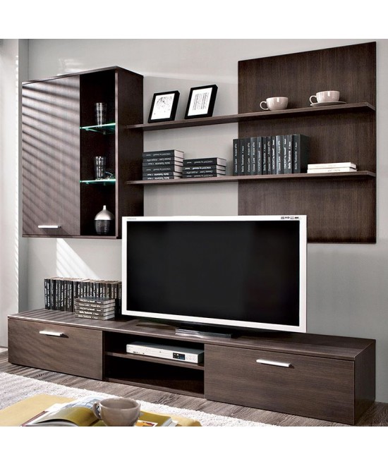 Σύνθετο σαλονιού Salome pakoworld LED wenge 200x41x190εκ