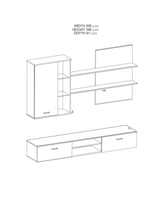Σύνθετο σαλονιού Salome pakoworld LED wenge 200x41x190εκ