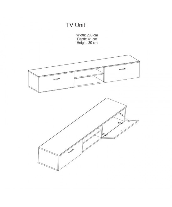 Σύνθετο σαλονιού Salome pakoworld LED wenge 200x41x190εκ