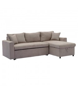 Γωνιακός καναπές-κρεβάτι αναστρέψιμος Lilian pakoworld ύφασμα μπεζ 225x148x81εκ