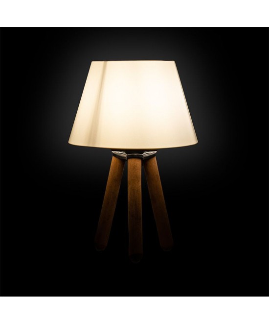 Επιτραπέζιο φωτιστικό PWL-1071 pakoworld Ε27 εκρού-καρυδί Φ22x32εκ