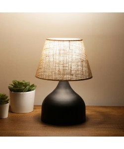 Επιτραπέζιο φωτιστικό PWL-1068 pakoworld Ε27 μαύρο-μπεζ Φ22x32εκ