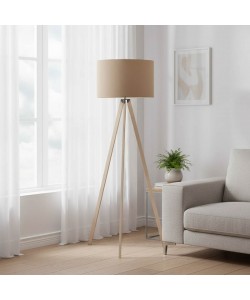 Φωτιστικό δαπέδου PWL-1060 pakoworld Ε27 φυσικό-μόκα Φ38x140εκ