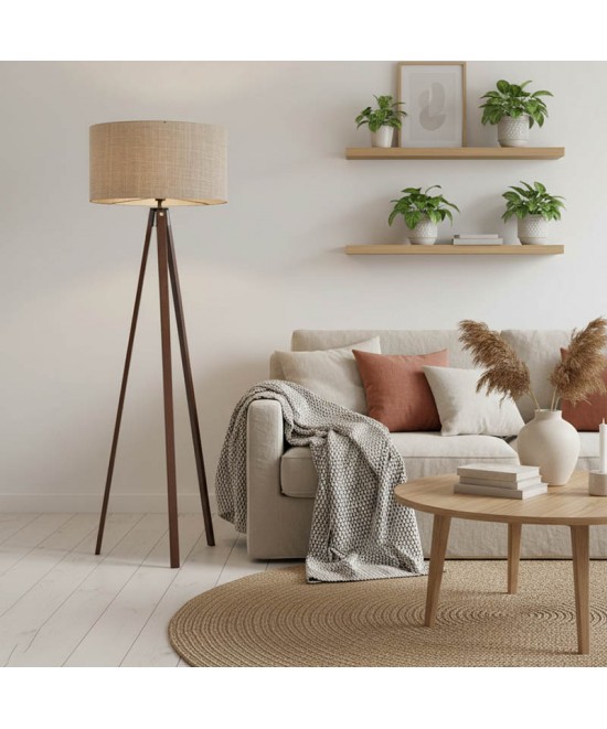 Φωτιστικό δαπέδου PWL-1059 pakoworld Ε27 μπεζ-καρυδί Φ38x140εκ