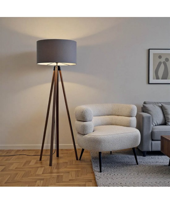 Φωτιστικό δαπέδου PWL-1059 pakoworld Ε27 καρυδί-γκρι Φ38x140εκ