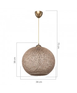 Φωτιστικό οροφής μονόφωτο Leshia pakoworld Ε27 καφέ Φ38x38εκ