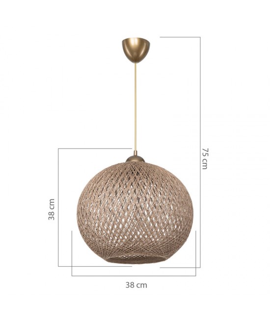 Φωτιστικό οροφής μονόφωτο Leshia pakoworld Ε27 καφέ Φ38x38εκ