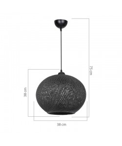 Φωτιστικό οροφής μονόφωτο Leshia pakoworld Ε27 μαύρο Φ38x75εκ