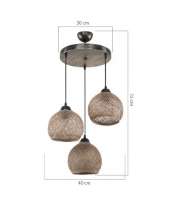 Φωτιστικό οροφής τρίφωτο PWL-1121 pakoworld Ε27 καφέ Φ40x75εκ