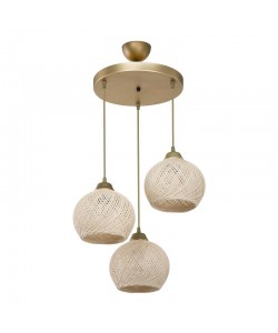 Φωτιστικό οροφής τρίφωτο PWL-1121 pakoworld Ε27 κρεμ-χρυσό Φ40x75εκ