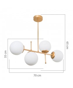 Φωτιστικό οροφής τετράφωτο PWL-1128 pakoworld Ε27 χρυσό 70x20x35εκ