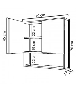 Καθρέπτης μπάνιου Zante pakoworld λευκό 70x17x70εκ