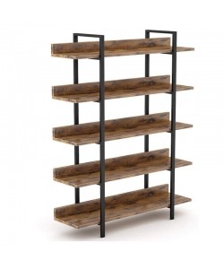 Βιβλιοθήκη Almond pakoworld καρυδί-μαύρο 119x27x185εκ