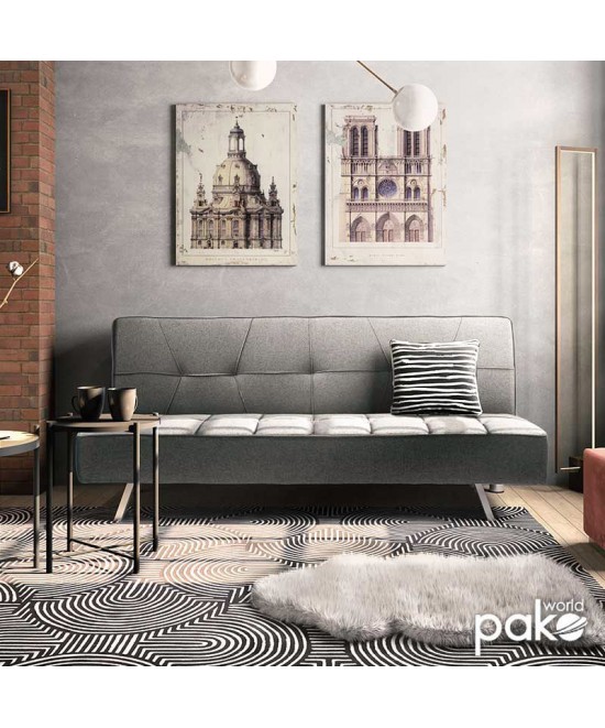 Καναπές-κρεβάτι Travis pakoworld 3θέσιος ύφασμα γκρι 175x83x74εκ
