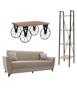 Φοιτητικό πακέτο επίπλων σαλονιού Living 6 pakoworld σετ 3 τμχ