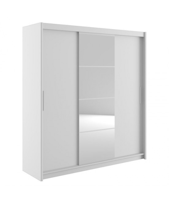 Ντουλάπα ρούχων Elodie pakoworld τρίφυλλη καθρέπτης συρόμενη λευκό 200x61x216εκ