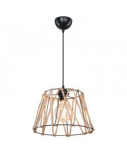 Φωτιστικό οροφής μονόφωτο PWL-1160 pakoworld E27 μαύρο-σχοινί 31x23.5εκ