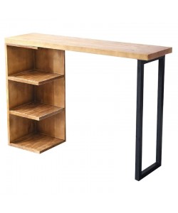 Τραπέζι μπαρ Collins pakoworld φυσικό ξύλο πεύκου 35mm φυσικό-μαύρο 139x29x90εκ