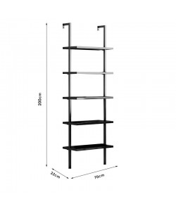 Βιβλιοθήκη Harris pakoworld μαύρο 70x22x200εκ