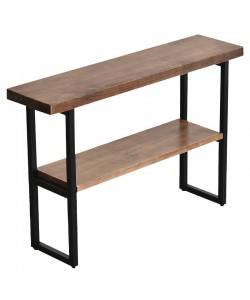 Κονσόλα Nore pakoworld φυσικό ξύλο 35mm καρυδί-μαύρο 79x29x85εκ