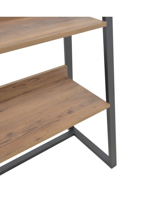 Βιβλιοθήκη Ryder pakoworld καρυδί-μαύρο 75x36x185εκ